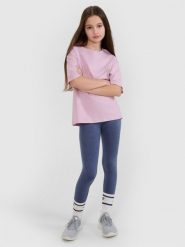 4F Legginsy dzianinowe dziewczęce - granatowa 140/146 (9-11 lat). Niebieskie legginsy dla dziewczynek 4f, bez wzorów, z dzianiny. W wyprzedaży za 29.99 zł.
