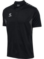 Koszulka sportowa Hummel Authentic Functional Polo. Czarne koszulki polo męskie Hummel, l, bez wzorów, z materiału, bez kołnierzyka, bez ramiączek, na fitness i siłownię. Za 129.00 zł.