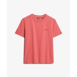 T-shirt z wyblakłym nadrukiem damski Superdry Essential. Czerwone t-shirty damskie Superdry., bez wzorów, bez kołnierzyka. Za 122.25 zł.