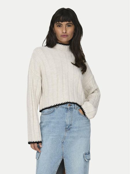 ONLY Sweter 15329963 Beżowy Regular Fit. Brązowe swetry damskie Only, xl, bez wzorów, z syntetyku, bez kołnierzyka, bez ramiączek, bez kaptura. Za 119.99 zł.