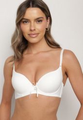 Jasnobeżowy Gładki Biustonosz Push Up z Ozdobną Aplikacją Idanisse. Brązowe biustonosze Born2be, z aplikacjami, z jeansu. Za 29.99 zł.