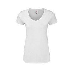 Koszulka Damska Iconic 140 Z Dekoltem V. Białe koszulki sportowe damskie Fruit of the Loom, xl, bez wzorów, bez kołnierzyka, bez ramiączek, trekkingowe. Za 30.99 zł.