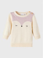 NAME IT Sweter 13207072 Écru Regular Fit. Swetry dla dziewczynek Name it, bez wzorów, z bawełny, bez kołnierzyka, bez ramiączek, bez kaptura. Za 109.99 zł.