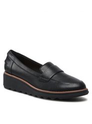 Clarks Lordsy Sharon Gracie 261568164 Czarny. Czarne mokasyny damskie Clarks, ze skóry. Za 319.99 zł.