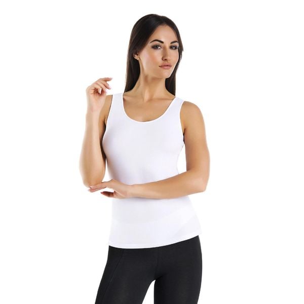 Koszulka bawełniana na ramiączkach Teyli Claudia. Białe koszulki sportowe damskie Teyli, xl, bez wzorów, z bawełny, bez kołnierzyka, bez ramiączek, na fitness i siłownię. Za 69.99 zł.