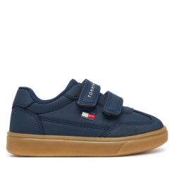 Sneakersy Tommy Hilfiger. Niebieskie trampki i tenisówki chłopięce Tommy Hilfiger, bez wzorów, bez zapięcia. Za 334.99 zł.