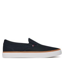 Tenisówki Tommy Hilfiger. Niebieskie trampki męskie Tommy Hilfiger, bez wzorów, bez zapięcia. Za 219.99 zł.