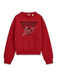 Guess Bluza J6BQ20 K8007 Czerwony Regular Fit. Czerwone bluzy dla dziewczynek Guess, z aplikacjami, z bawełny, bez ramiączek, bez kaptura. Za 194.99 zł.