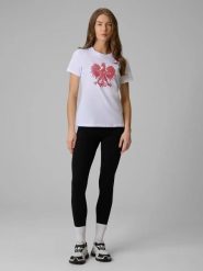 Koszulka kibica damska 4F 4FRSS26TTSHF4379. Białe t-shirty damskie 4f, s, bez wzorów, z bawełny, klasyczne, bez kołnierzyka. Za 79.99 zł.