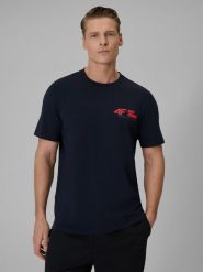 4F T-shirt regular gładki męski - granatowy XL. Niebieskie t-shirty męskie 4f, m, bez wzorów, z dresówki, klasyczne, bez kołnierzyka. Za 69.99 zł.