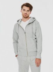 Rozpinana bluza dresowa w szarym kolorze. Szare bluzy męskie Pako Lorente, xxl, bez wzorów, z bawełny, z kapturem. Za 99.99 zł.