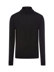 BOSS Orange sweter z dzianiny - Avac Mężczyźni wełna ze strzyży czarny, M. Czarne swetry przez głowę męskie Boss Orange, m, bez wzorów, z dzianiny, bez kołnierzyka. Za 479.95 zł.