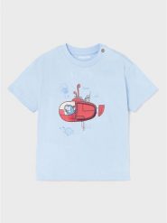 Mayoral T-Shirt 1029 Błękitny Regular Fit. Niebieskie t-shirty dla chłopców Mayoral, bez wzorów, z bawełny, bez ramiączek. Za 69.99 zł.