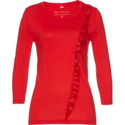 Shirt z falbaną bonprix czerwony sygnałowy. Bluzki damskie bonprix. Za 32.99 zł.
