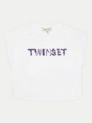 TWINSET T-Shirt 251GJ2537 Biały Regular Fit. Białe t-shirty i topy dla dziewczynek Twinset, bez wzorów, z bawełny, bez ramiączek. Za 179.99 zł.