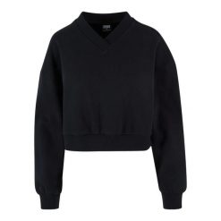 Bluza damska v-neck Urban Classics. Czarne bluzy damskie Urban Classics, bez wzorów, bez kaptura. Za 128.55 zł.
