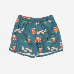 Szorty kąpielowe dla malucha Nabaiji Van. Zielone szorty dla chłopców NABAIJI, bez wzorów, z materiału, sportowe. Za 34.99 zł.