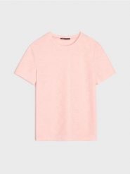 Koszulka z krótkim rękawem i motywem kwiatowym - różowy. Czerwone t-shirty damskie Sinsay, l, bez wzorów, bez kołnierzyka. Za 29.99 zł.
