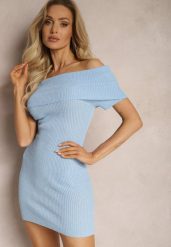 Jasnoniebieska Taliowana Sukienka Hiszpanka Mini z Elastycznej Tkaniny Naliresa. Niebieskie sukienki damskie Renee, bez wzorów, z tkaniny, bez kołnierzyka, bez ramiączek, mini. Za 84.99 zł.
