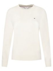 Tommy Hilfiger Sweter WW0WW44984 Biały Regular Fit. Białe swetry damskie Tommy Hilfiger, s, bez wzorów, z bawełny, bez kołnierzyka, bez ramiączek, bez kaptura. Za 429.99 zł.