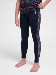 Legginsy dziewczęce Hummel Sanne. Niebieskie legginsy dla dziewczynek Hummel, bez wzorów, z materiału, długie. Za 168.00 zł.