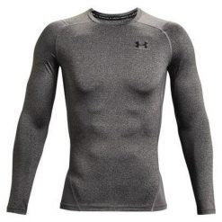 Koszulka fitness męska Under Armour HG Armour Comp z długim rękawem. Szare koszulki sportowe męskie Under Armour, m, bez wzorów, bez kołnierzyka, bez ramiączek, do biegania. Za 179.99 zł.