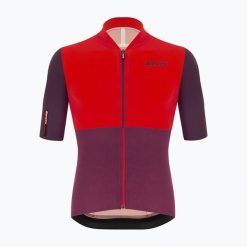 Koszulka rowerowa męska Santini Redux Istinto. Czerwone buty sportowe męskie SANTINI, m, bez wzorów, bez kołnierzyka, bez ramiączek, rowerowe. Za 409.99 zł.