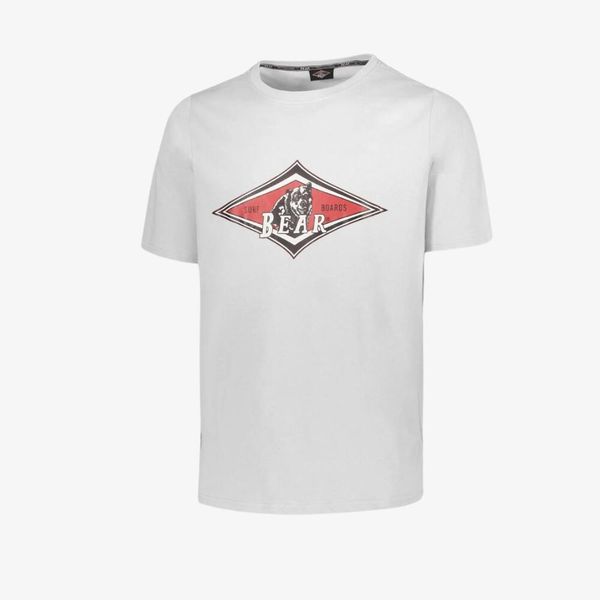 Koszulka T-shirt Bear Big Logo biała. Białe koszulki sportowe męskie BEAR, l, bez wzorów, z bawełny, bez kołnierzyka, bez ramiączek. Za 148.01 zł.