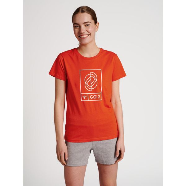 Koszulka damska Hummel S/S. Czerwone t-shirty damskie Hummel, l, bez wzorów, bez kołnierzyka. Za 129.00 zł.