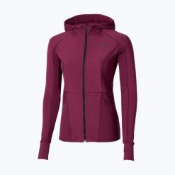 Kurtka do biegania damska Mizuno Active Warm Hybrid Full Zip Hooded. Fioletowe kurtki sportowe damskie Mizuno, bez wzorów, bez kaptura, do biegania. Za 229.99 zł.