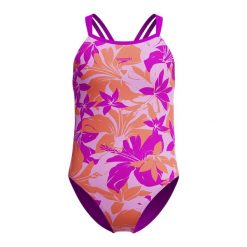 Strój pływacki jednoczęściowy dziecięcy Speedo Printed Twinstrap. Fioletowe stroje kąpielowe dla dziewczynek Speedo, bez wzorów. Za 219.72 zł.