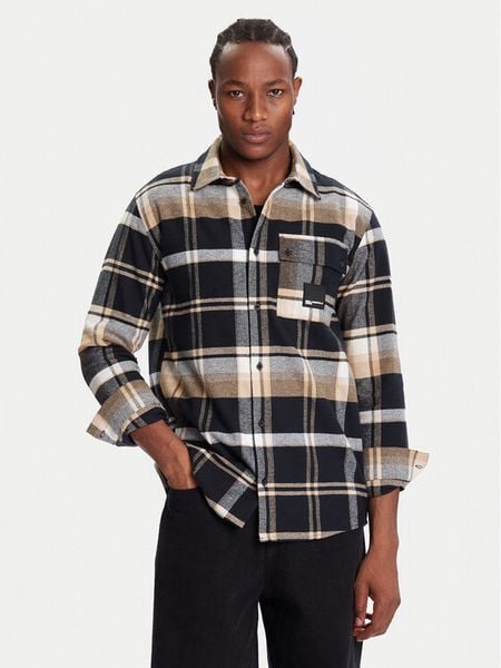 Karl Lagerfeld Jeans Koszula A4M16004 Brązowy Regular Fit. Brązowe koszule męskie Karl Lagerfeld Jeans, m, bez wzorów, z bawełny, bez kołnierzyka, bez ramiączek. Za 649.99 zł.