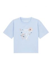 Guess T-Shirt J6RI32 K6YW4 Błękitny Regular Fit. Niebieskie t-shirty i topy dla dziewczynek Guess, z aplikacjami, z bawełny, bez ramiączek. Za 89.99 zł.