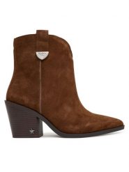 Pepe Jeans Kowbojki Gina City W PLS500013 Brązowy. Brązowe botki damskie Pepe Jeans, z jeansu, bez obcasa, na słupku, bez zapięcia. Za 559.99 zł.