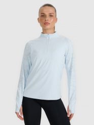 4F Bluza do biegania regular szybkoschnąca damska - niebieska XL. Niebieskie bluzy sportowe damskie 4f, xl, bez wzorów, z materiału, bez kaptura, do biegania. Za 199.99 zł.