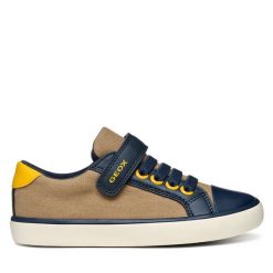 Sneakersy Geox. Brązowe trampki i tenisówki chłopięce Geox, bez wzorów, bez zapięcia. Za 159.99 zł.