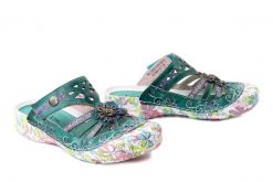 LAURA VITA 0007623 Beczierso 61 bleu, klapki damskie. Zielone klapki damskie Laura Vita, bez wzorów, ze skóry, bez obcasa. Za 359.90 zł.