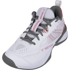 Damskie buty do badmintona Victor A610IVF AH. Białe obuwie sportowe damskie Victor, bez wzorów, z materiału. Za 419.99 zł.