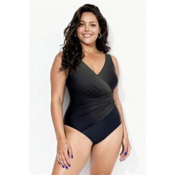 Damskie Kostium kąpielowy gradient drapowanie miękkie miseczki. Zielone kostiumy jednoczęściowe damskie Ulla Popken, plus size, bez wzorów, z elastanu, sportowe, plus size. Za 279.99 zł.