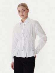 Morgan Koszula 261-CORSET Biały Slim Fit. Białe bluzki damskie Morgan, bez wzorów, z bawełny, biznesowe, bez kołnierzyka, bez ramiączek. Za 269.99 zł.