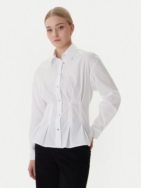 Morgan Koszula 261-CORSET Biały Slim Fit. Białe bluzki damskie Morgan, bez wzorów, z bawełny, biznesowe, bez kołnierzyka, bez ramiączek. Za 190.99 zł.