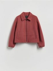 Kurtka z kołnierzem - różowy. Czerwone kurtki damskie Reserved, l, bez wzorów, z tkaniny, bez kaptura. Za 159.99 zł.