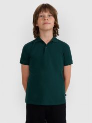 4F Koszulka polo regular chłopięca - zielona 164 (13-14 lat). Zielone t-shirty dla chłopców 4f, bez wzorów, ze splotem, bez ramiączek. Za 49.99 zł.