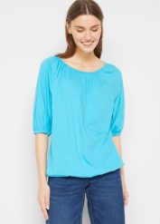 Shirt z bawełny organicznej, krótki rękaw. Czarne bluzki damskie bonprix, bez wzorów, z bawełny, bez kołnierzyka, bez ramiączek. Za 44.99 zł.