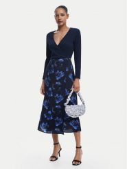 Desigual Sukienka codzienna Filadelfia 24WWVW37 Granatowy Regular Fit. Niebieskie sukienki damskie Desigual, na co dzień, m, bez wzorów, z syntetyku, bez kołnierzyka, bez ramiączek, proste. Za 269.99 zł.
