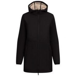 Kurtka Soft Shell Damska Sine. Czarne kurtki damskie Trespass, m, bez wzorów, z futra, z kapturem. Za 415.99 zł.