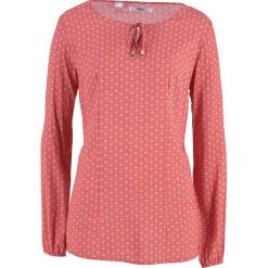 Bluzka z długim rękawem bonprix rabarbarowo-biały. Czerwone bluzki damskie bonprix, z długim rękawem. Za 49.99 zł.