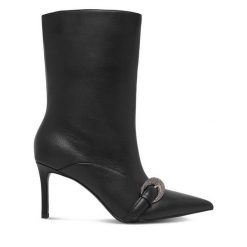 Botki Eva Minge. Czarne botki damskie Eva Minge, bez obcasa, na szpilce, bez zapięcia. Za 579.99 zł.