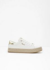 Sneakersy Tamaris z podeszwą w optyce plecionki. Białe obuwie sportowe damskie bonprix, bez wzorów. Za 269.99 zł.