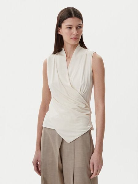 BOSS Bluzka Euana 50537768 Écru Regular Fit. Bluzki damskie Boss, xs, bez wzorów, z wiskozy, bez kołnierzyka, bez ramiączek. Za 339.99 zł.